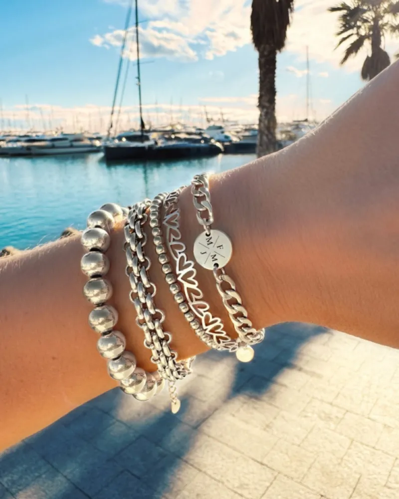 Finaste Kralen Armband Bolletjes Zilverkleurig New