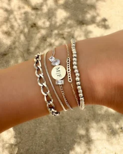 Finaste Kralen Armband Bolletjes Zilverkleurig New