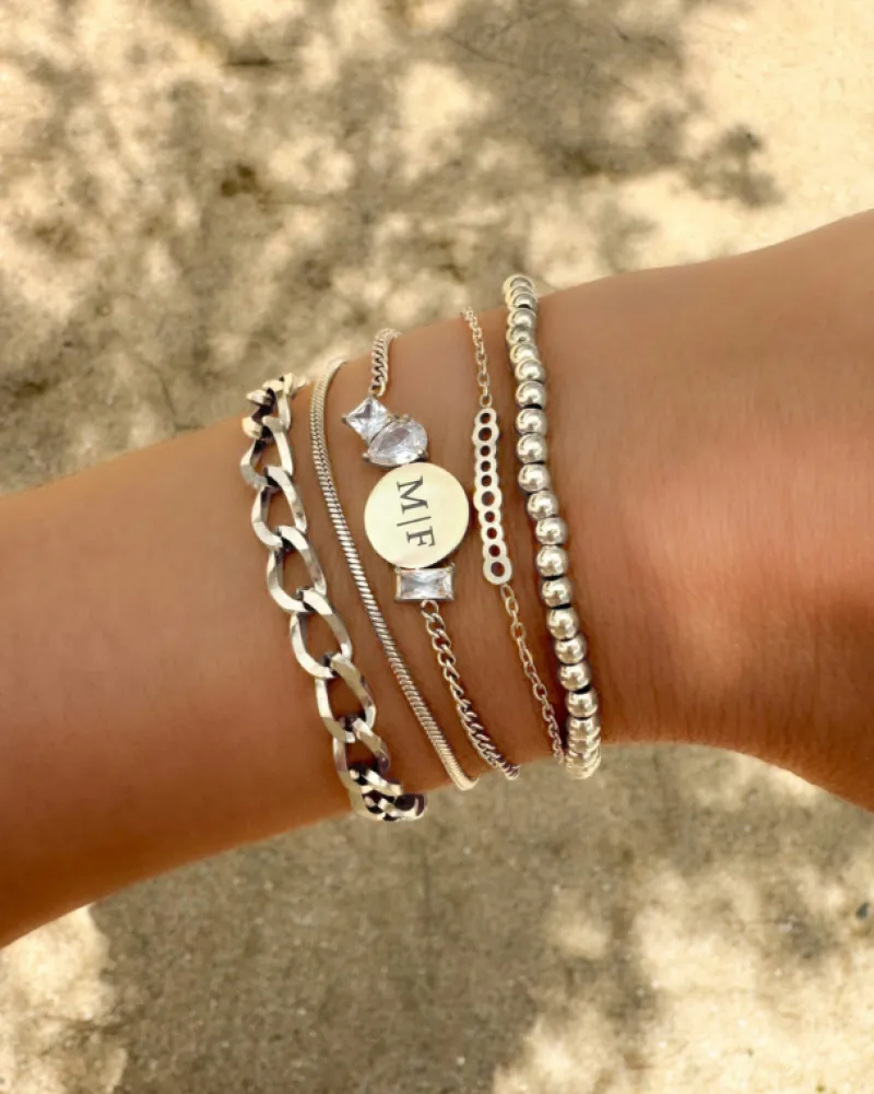 Finaste Kralen Armband Bolletjes Zilverkleurig New