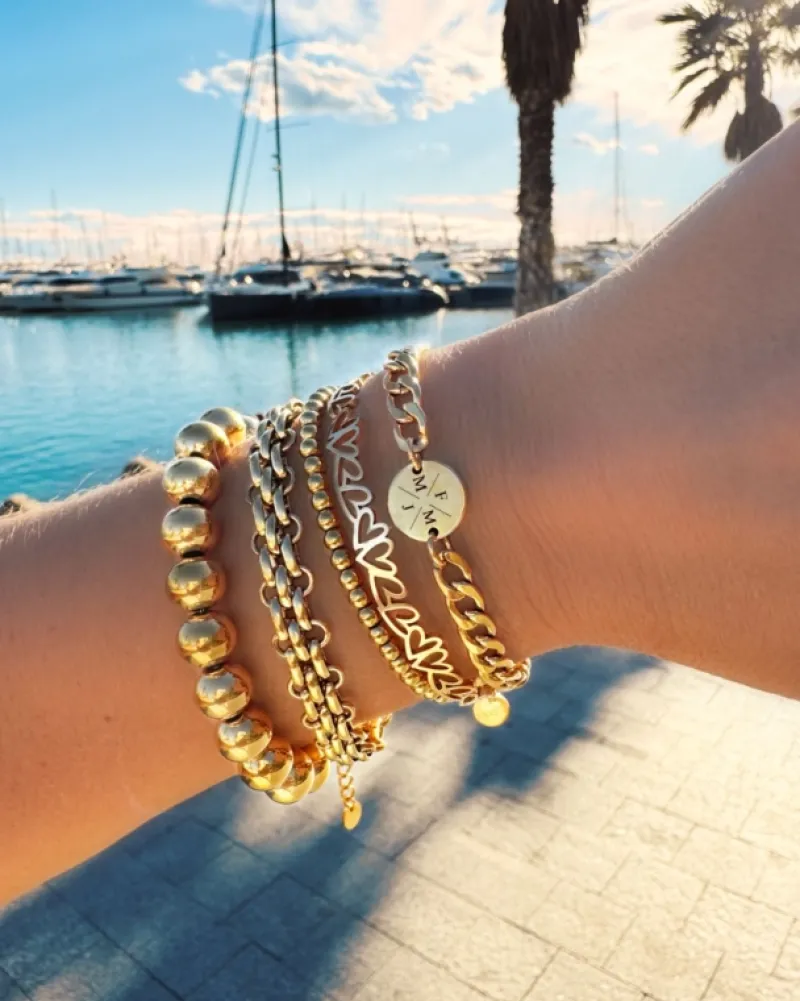 Finaste Kralen Armband Bolletjes Goudkleurig Outlet