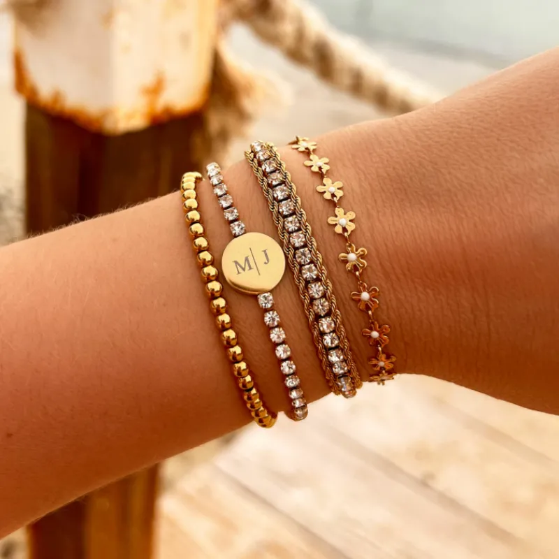 Finaste Kralen Armband Bolletjes Goudkleurig Outlet