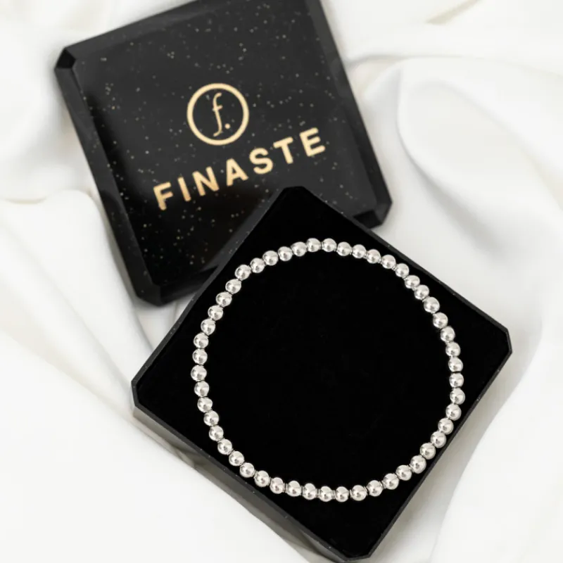 Finaste Kralen Armband Bolletjes Zilverkleurig New