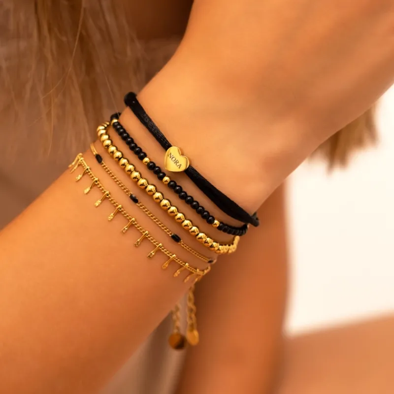 Finaste Kralen Armband Bolletjes Goudkleurig Outlet