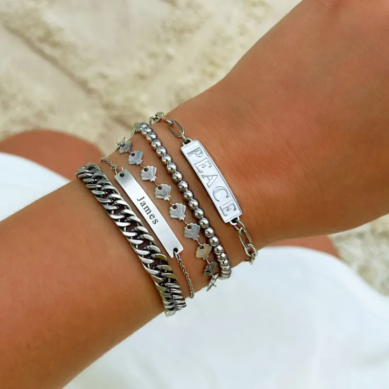 Finaste Kralen Armband Bolletjes Zilverkleurig New