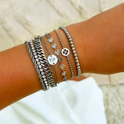 Finaste Kralen Armband Bolletjes Zilverkleurig New