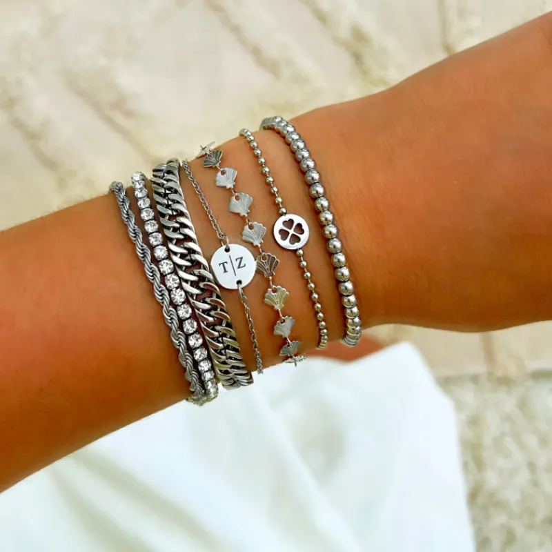 Finaste Kralen Armband Bolletjes Zilverkleurig New