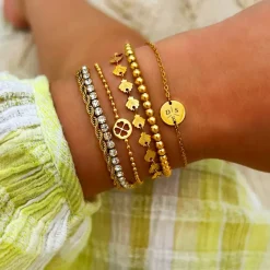 Finaste Kralen Armband Bolletjes Goudkleurig Outlet