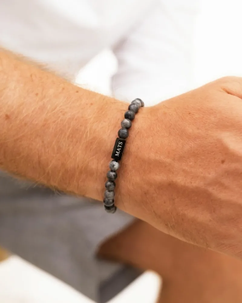 Finaste Kralen armband heren met naam zwart Online