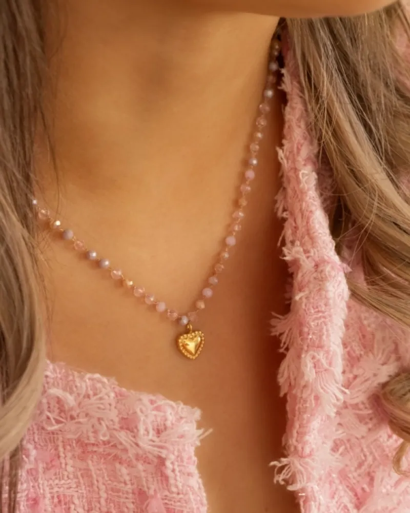 Finaste Kralen ketting vintage hartje goudkleurig Clearance