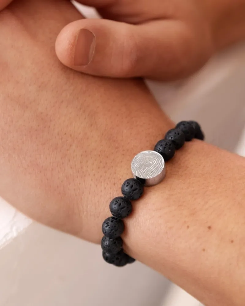 Finaste Kralen mannen armband met vingerafdruk Clearance