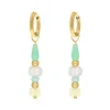 Finaste Lange oorbellen pastel steentjes goudkleurig Outlet