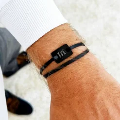 Finaste Leren armband heren met namen zwart Hot