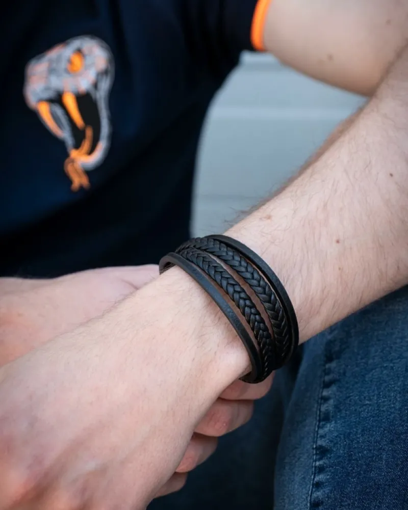 Finaste Leren heren armband met namen Hot