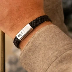 Finaste Leren mannen armband met naam Sale