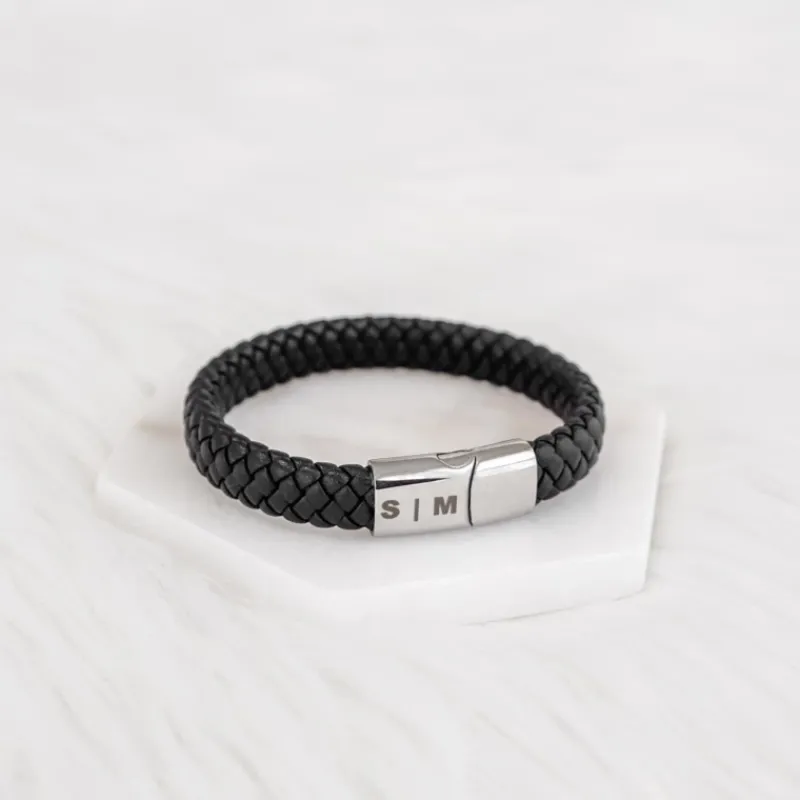 Finaste Leren mannen armband met naam Sale