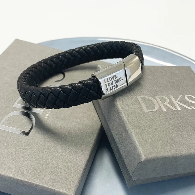 Finaste Leren mannen armband met naam Sale