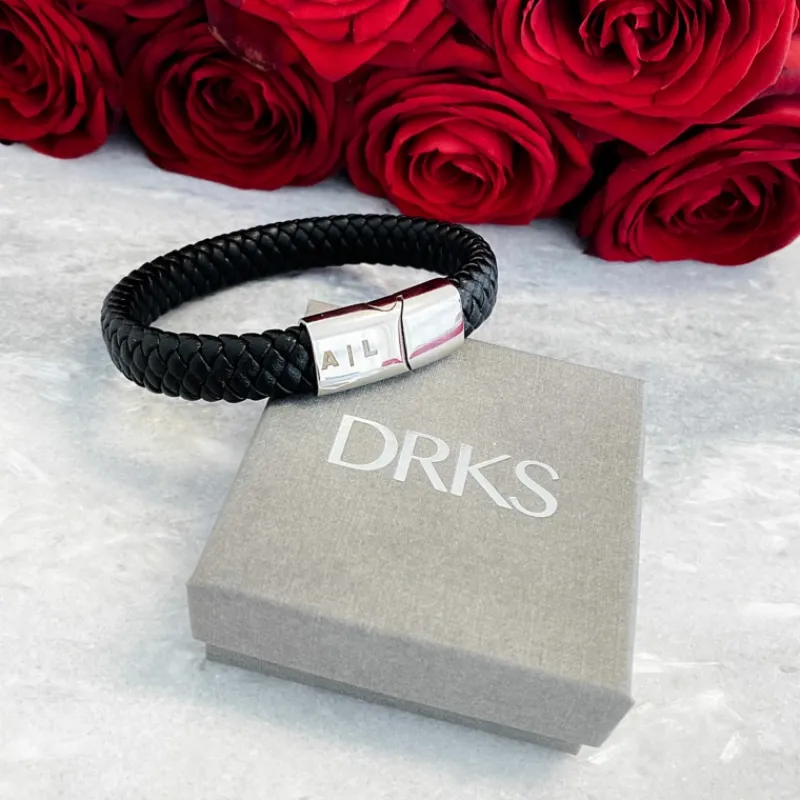 Finaste Leren mannen armband met naam Sale