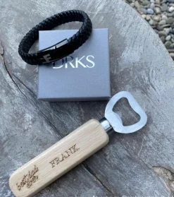 Finaste Leren mannen armband met naam zwart Outlet