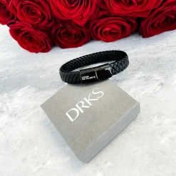 Finaste Leren mannen armband met naam zwart Outlet