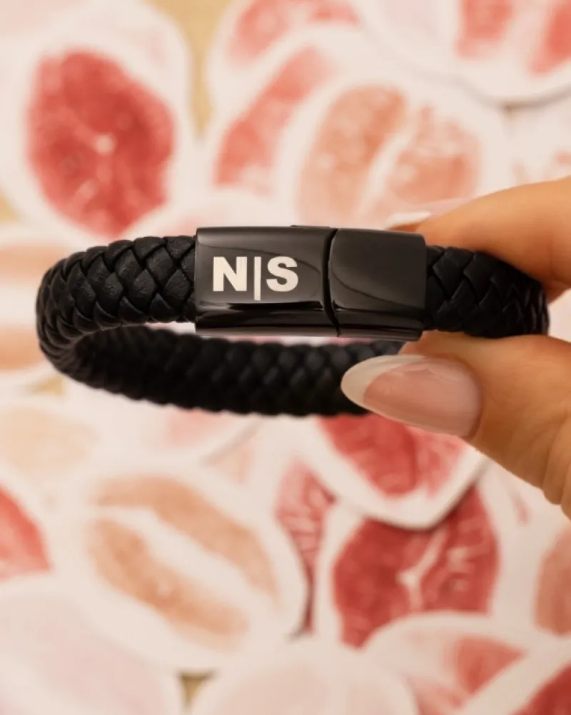 Finaste Leren mannen armband met naam zwart Outlet