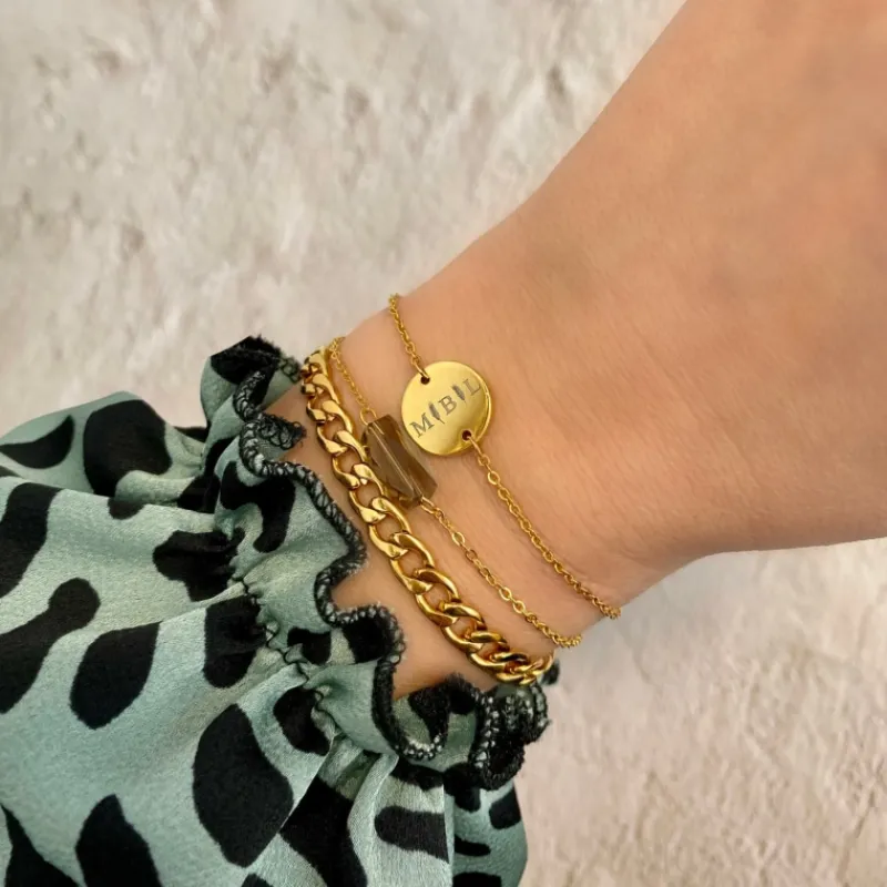 Finaste Letter armband 3 initialen Goud Kleurig Clearance