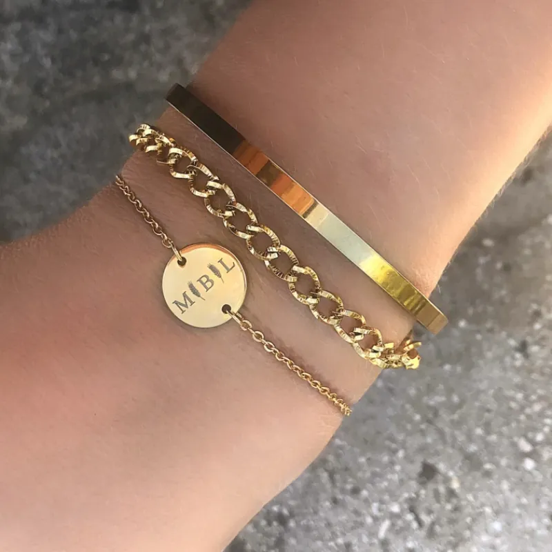 Finaste Letter armband 3 initialen Goud Kleurig Clearance
