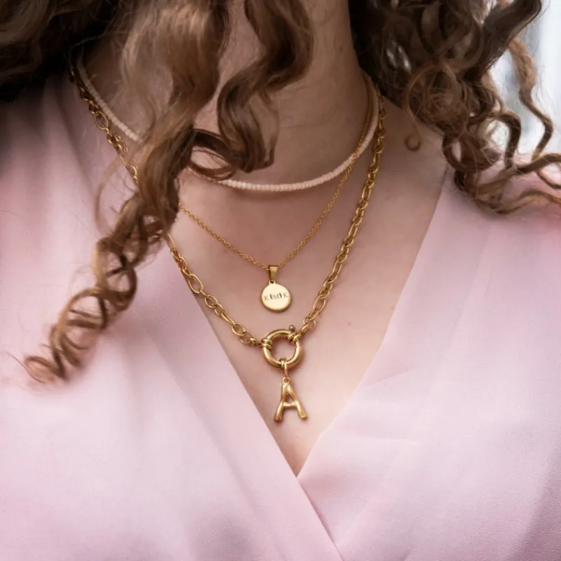 Finaste Letter ketting 3 initialen goud kleurig Hot