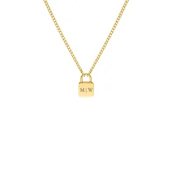 Finaste Lock ketting met jouw gravering goudkleurig Fashion