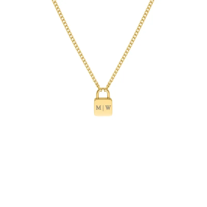 Finaste Lock ketting met jouw gravering goudkleurig Fashion