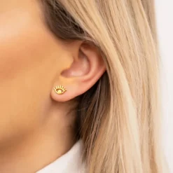 Finaste Lucky eye stud oorbellen goudkleurig Outlet