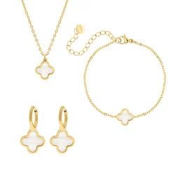 Finaste Luxury clover sieradenset goudkleurig Online