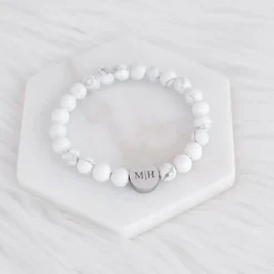 Finaste Mannen armband graveren wit marmer Best