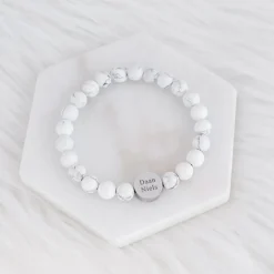 Finaste Mannen armband graveren wit marmer Best