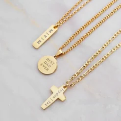Finaste Mannen ketting kruis graveren goud kleurig Best