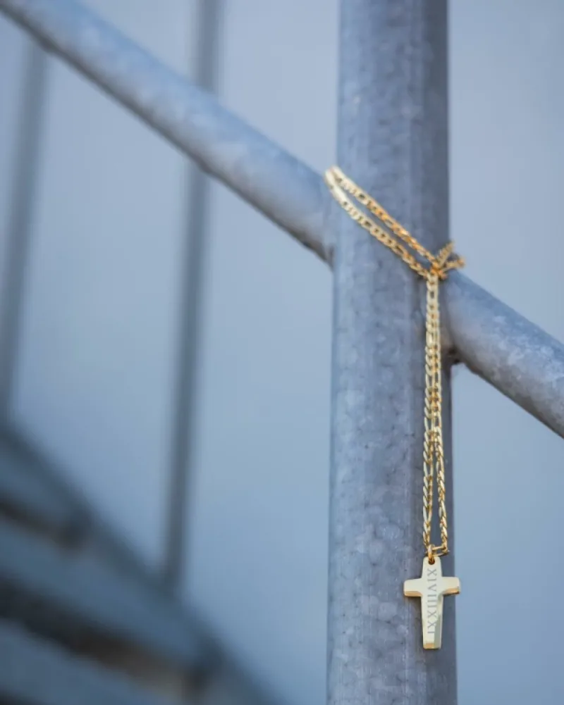 Finaste Mannen ketting kruis graveren goud kleurig Best