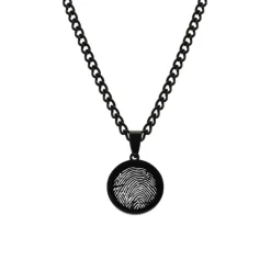 Finaste Mannen ketting met vingerafdruk zwart Best