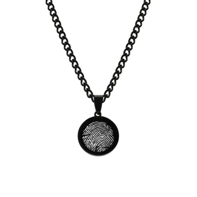 Finaste Mannen ketting met vingerafdruk zwart Best