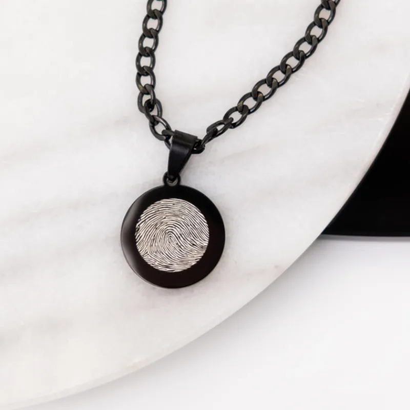 Finaste Mannen ketting met vingerafdruk zwart Best