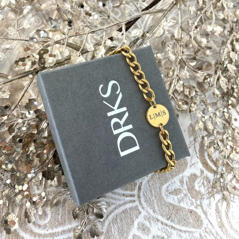 Finaste Mannen Schakelarmband Personaliseren Goud Kleurig Fashion