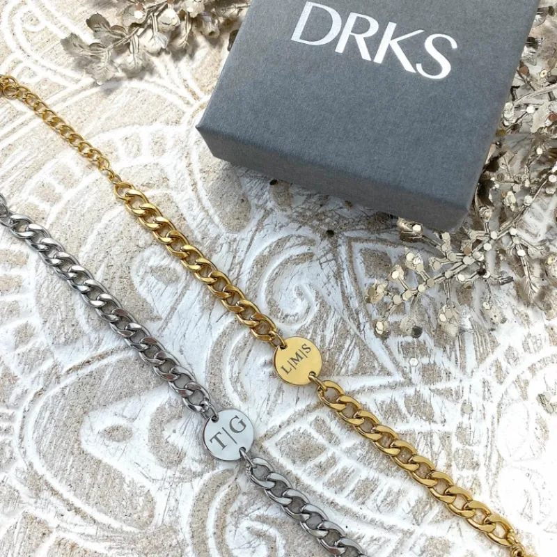 Finaste Mannen Schakelarmband Personaliseren Goud Kleurig Fashion
