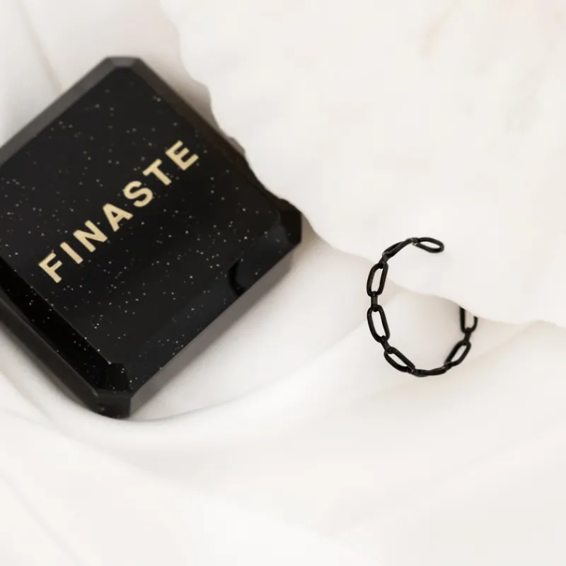 Finaste Minimalistische chain ring zwart Hot