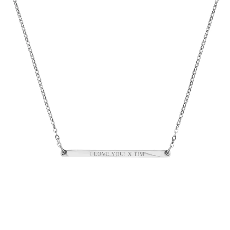 Finaste Minimalistische graveerbare bar ketting Online