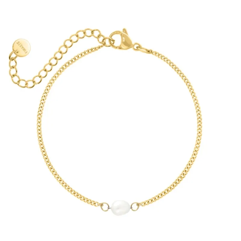 Finaste Minimalistische parel armband goudkleurig Outlet