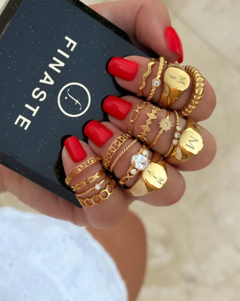 Finaste Minimalistische ring print goud kleurig Best