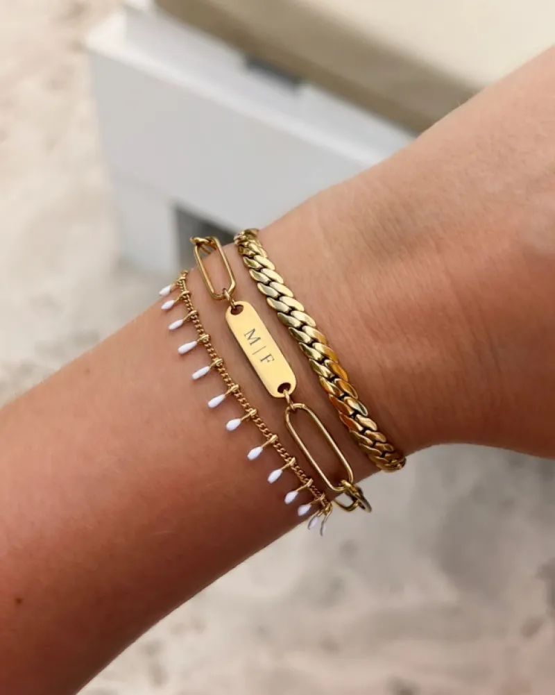 Finaste Naam armband chunky chain goudkleurig New