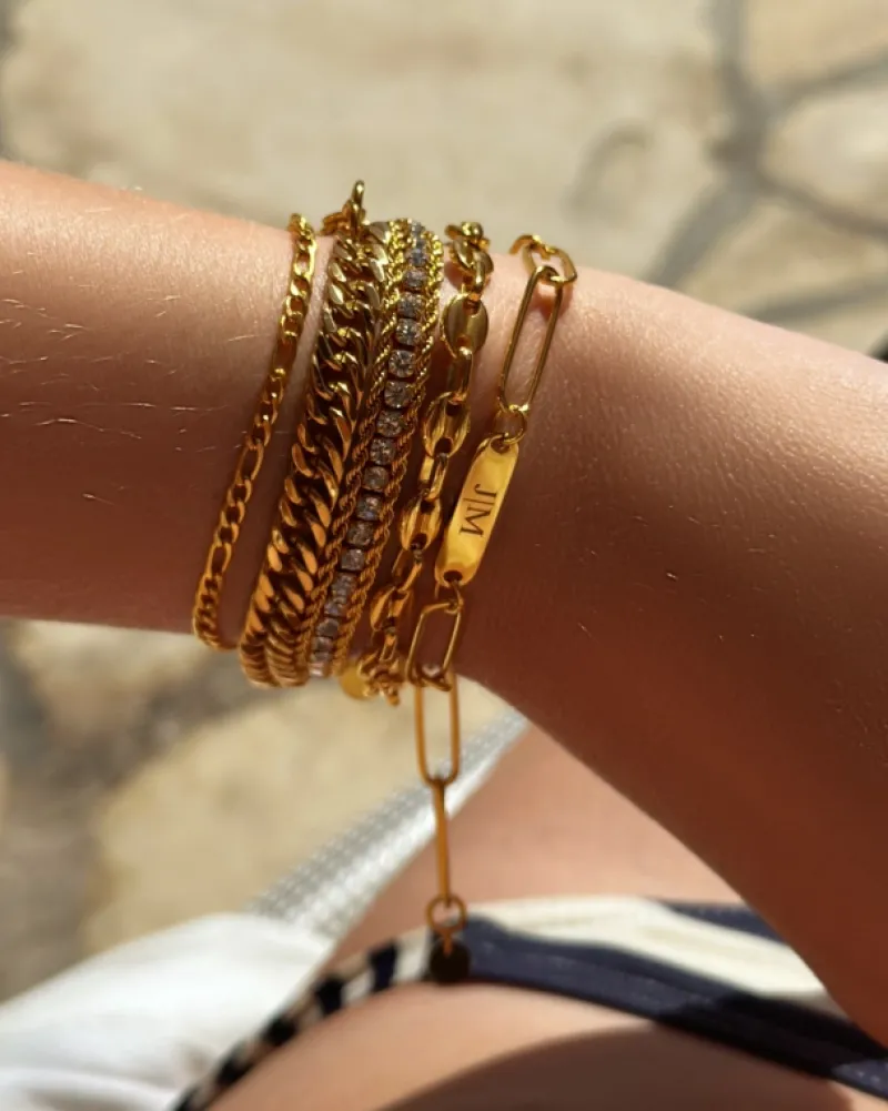 Finaste Naam armband chunky chain goudkleurig New