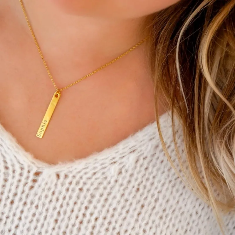 Finaste Naamketting Bar Goud Kleurig Sale