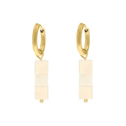 Finaste Nude earrings square stones goldplated New