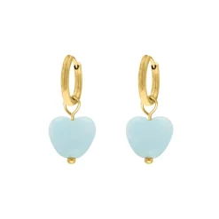 Finaste Oorbellen blauw hartje goudkleurig Discount