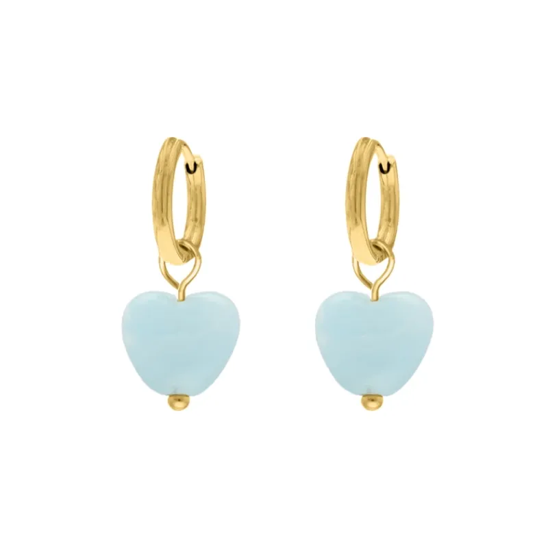 Finaste Oorbellen blauw hartje goudkleurig Discount